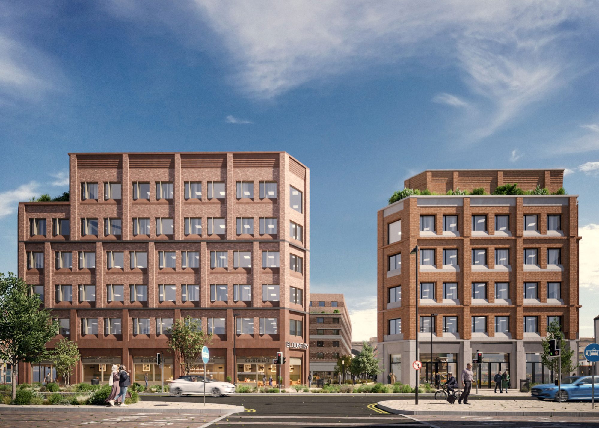 CGI view from Digbeth High Street of Phoenix Yard