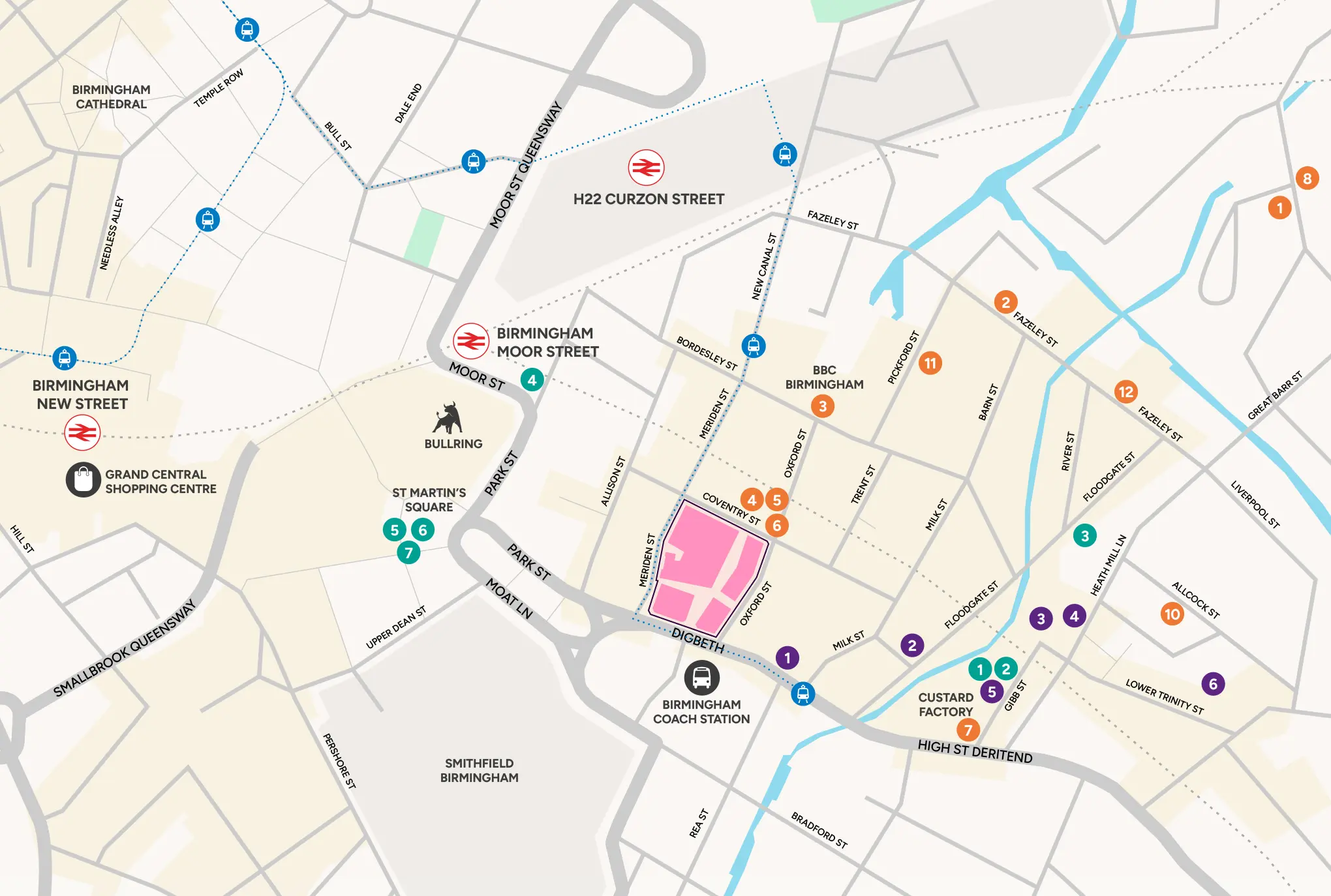 Local Map showing media companies in Digbeth